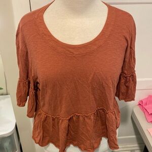 Altard state orange peplum top soft knit